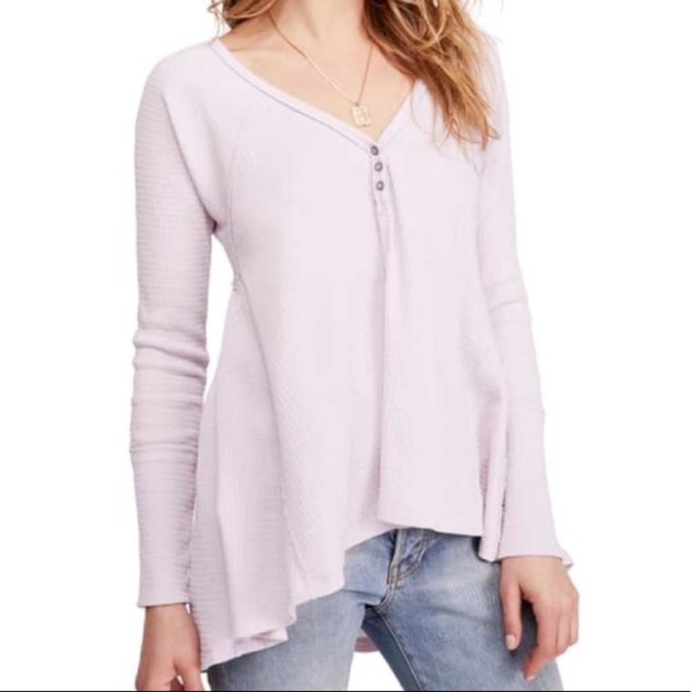 Free People Citrine Textured Henley in Lilac
